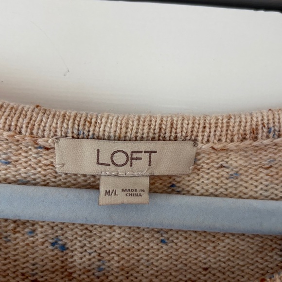 LOFT Beige Knit Poncho with Side Ties - Picture 3 of 6